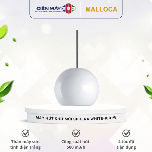 Máy hút khử mùi đảo MALLOCA Sphera white-I001W