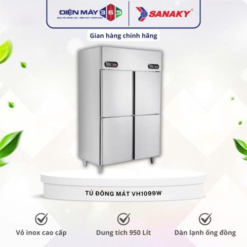 Tủ đông mát inox Sanaky VH-1099W 950 lít