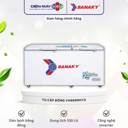 Tủ đông Sanaky Inverter 530 lít VH6699HY3
